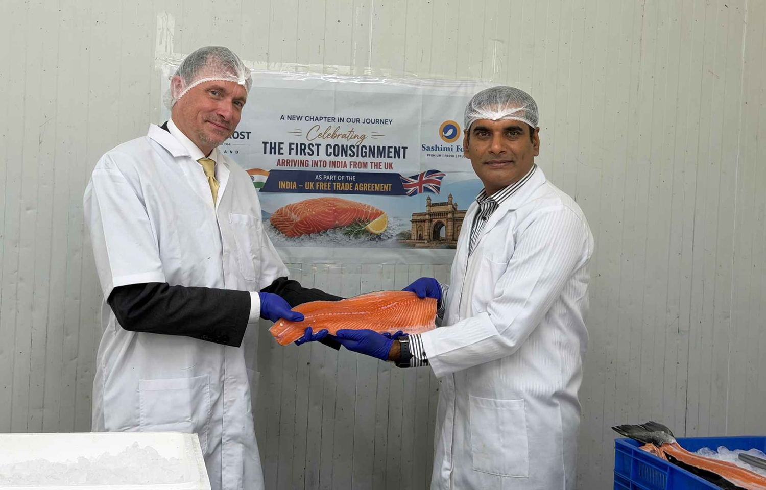 Deputy Head of Mission at the British Deputy High Commission in Bengaluru Owen Richards with Sashimi Foods CEO Kedarnath Reddy