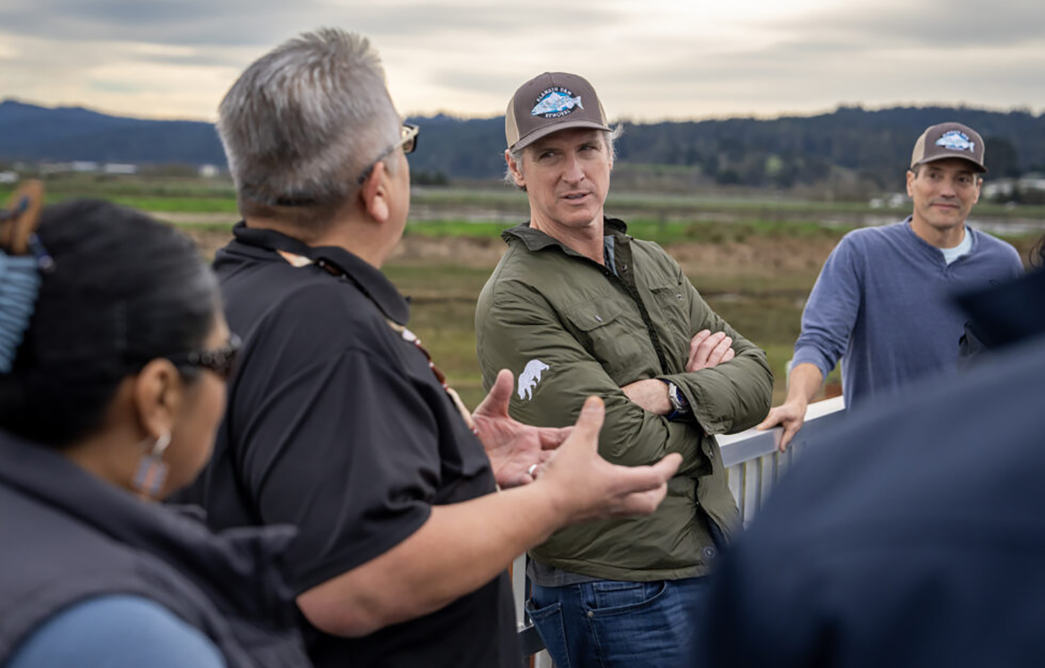 California Governor Gavin Newsom discusses the salmon crisis with stakeholders