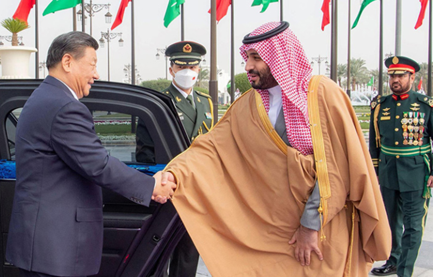 China President Xi Jinping and Saudi Arabia King Salman bin Abdulaziz meet in Riyadh, Saudi Arabia.