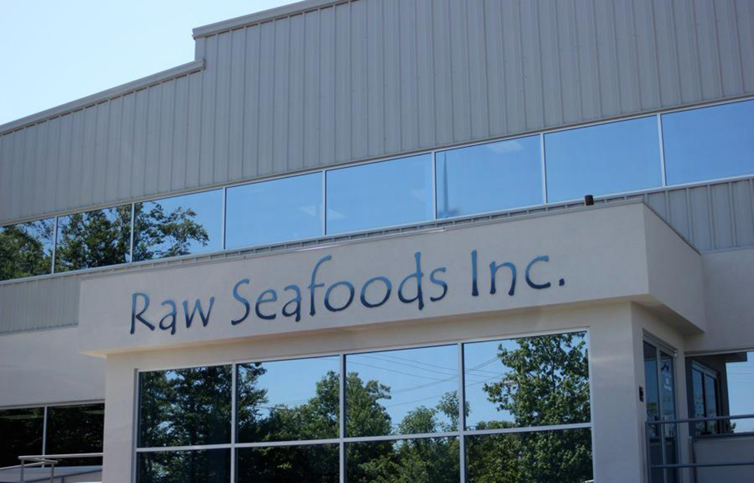 The front exterior of Raw Seafoods' facility in Fall River, Massachusetts.