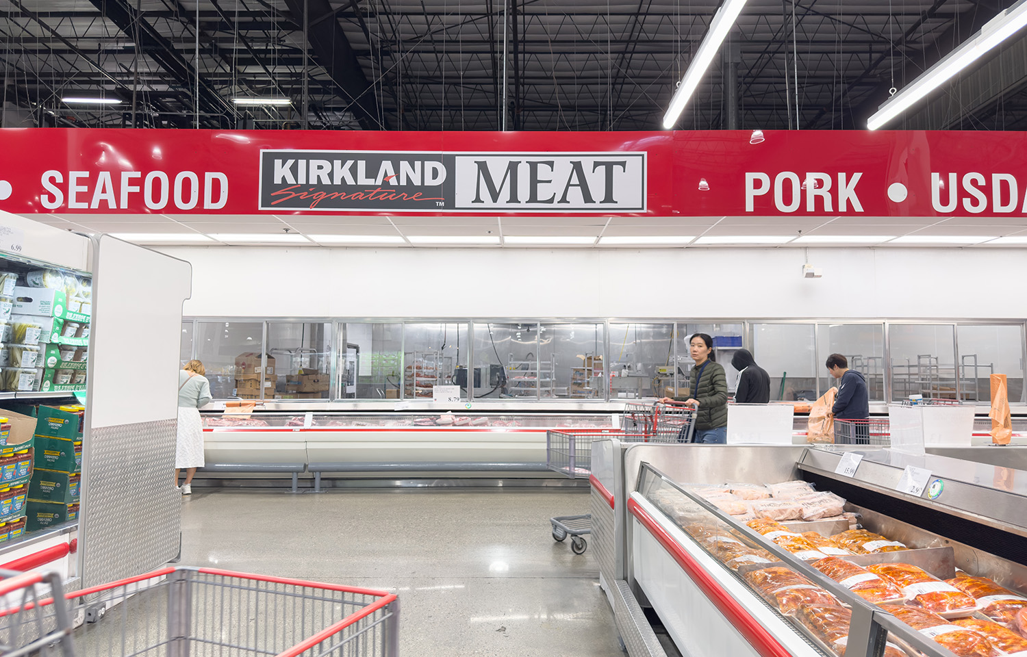 A Costco seafood and meat department