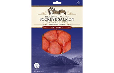 Echo Falls Tapas Sliced Smoked Alaskan Sockeye Salmon.