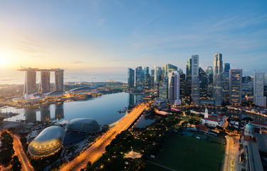 The skyline of Singapore.