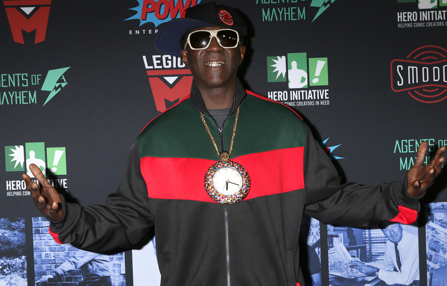 Rapper Flavor Flav at a 2019 event in Los Angeles, California, U.S.A.
