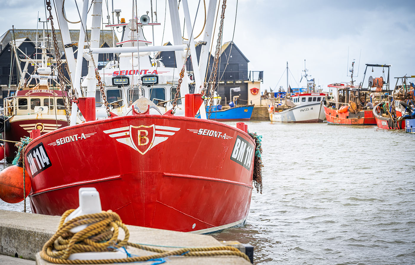 Fishing vessels at a port in England