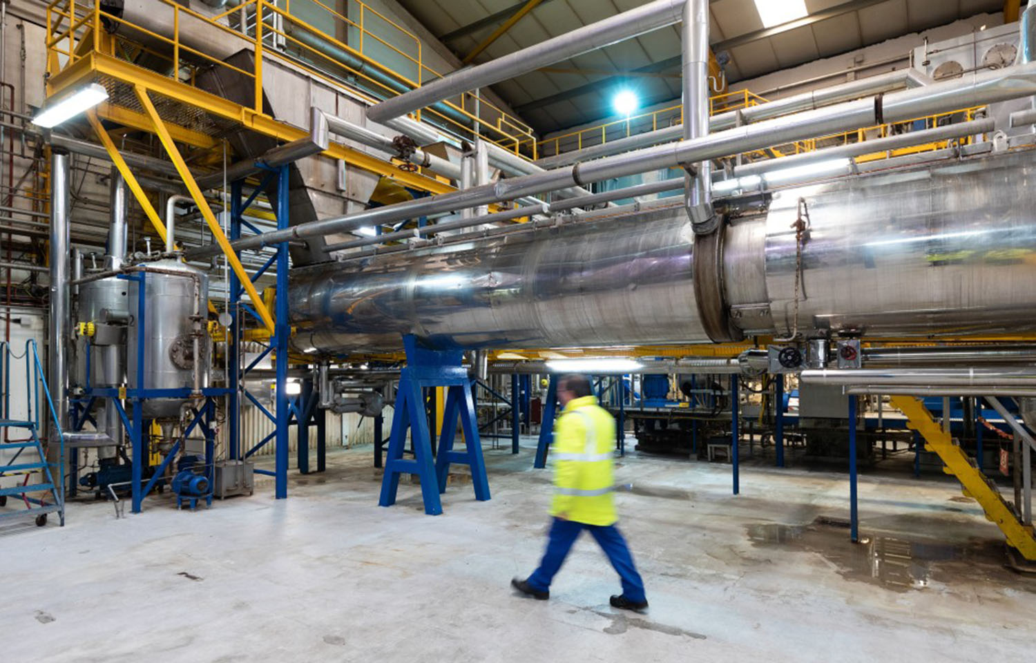 The interior of a fishmeal production plant