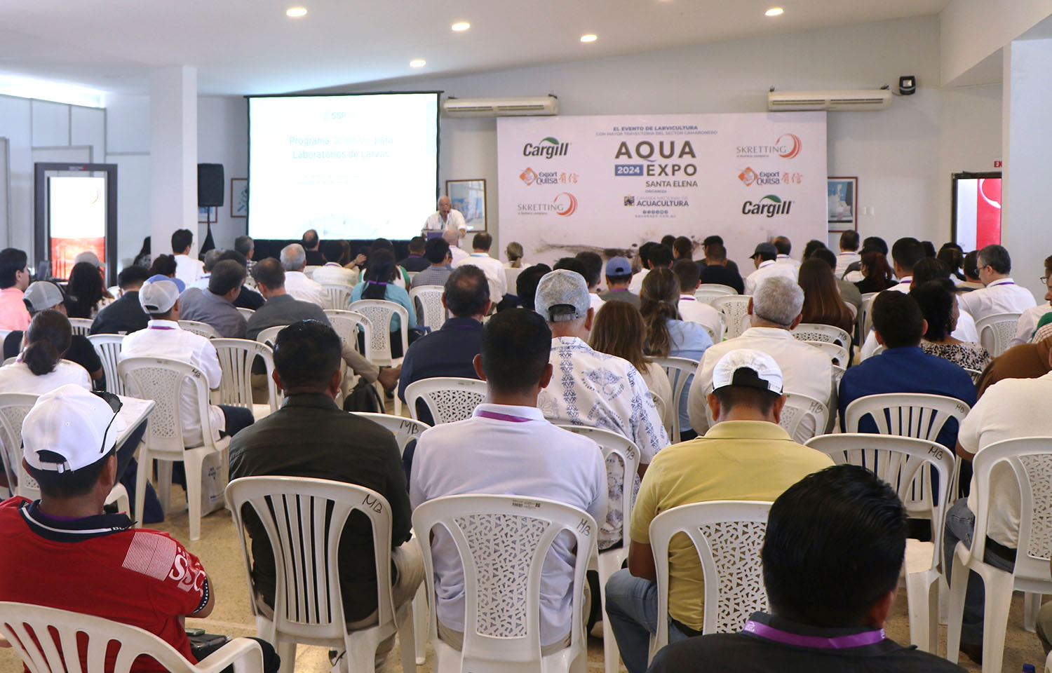 Scale Up Program for Shrimp Hatcheries presentation at AquaExpo Santa Elena