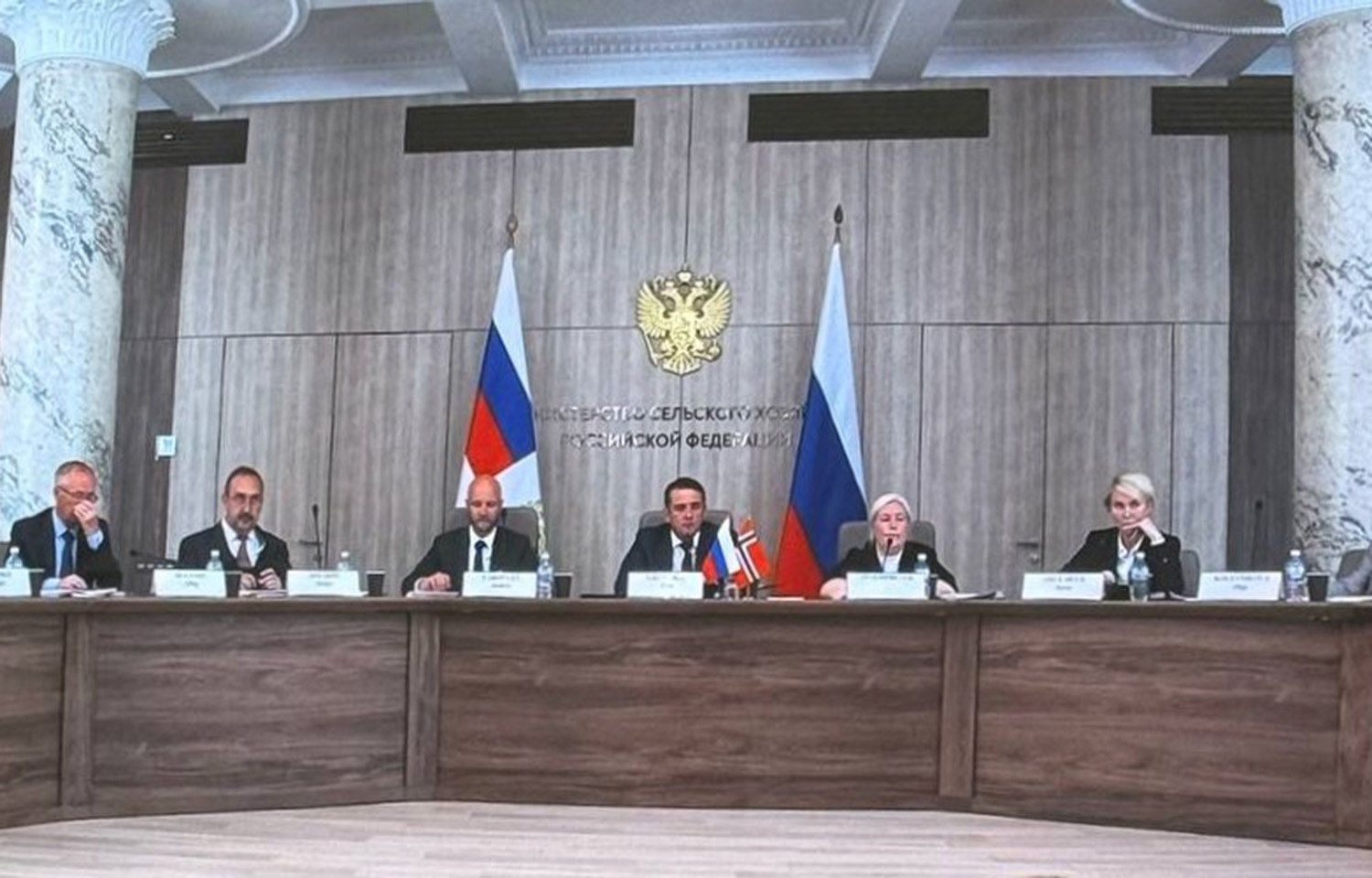 Russia's Federal Fisheries Agency Head Ilya Shestkov in a board room
