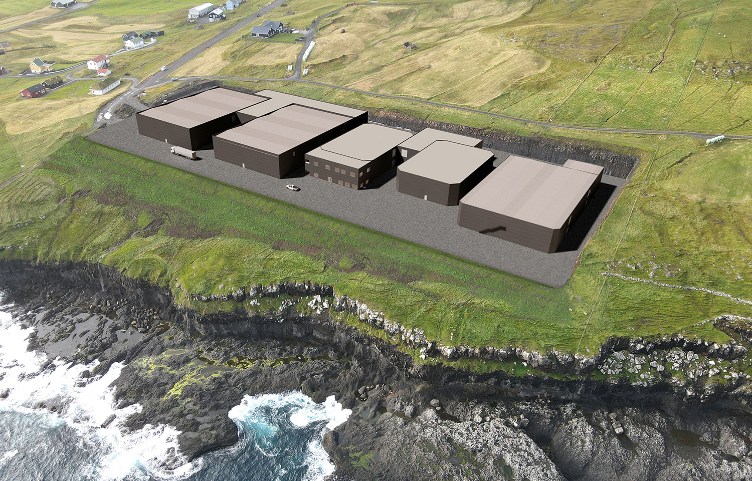 Renderings of Bakkafrost's Skálavík hatchery