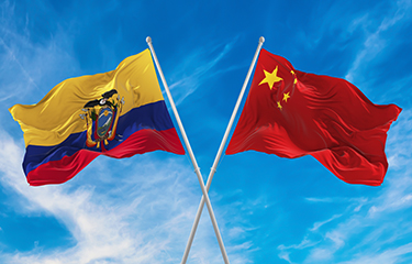 The Ecuadorian and Chinese flags.