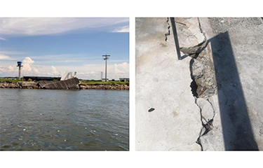 Examples of damage to Ecuador's shrimp farming sector.