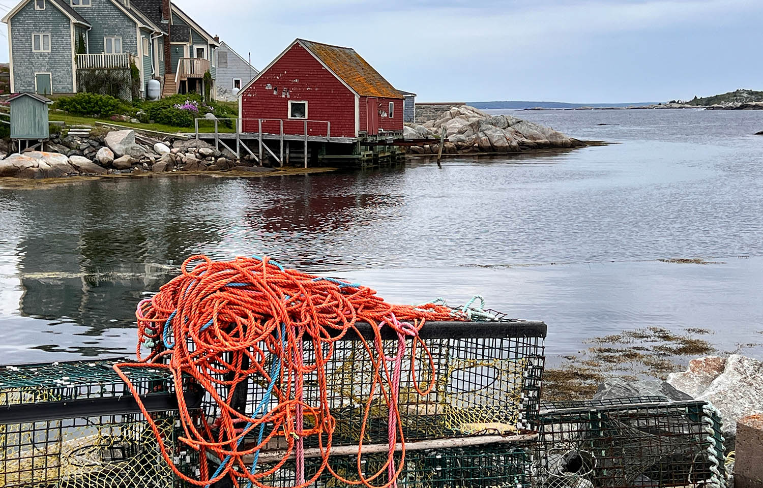 A photo of lobster traps in Nova Scotia.