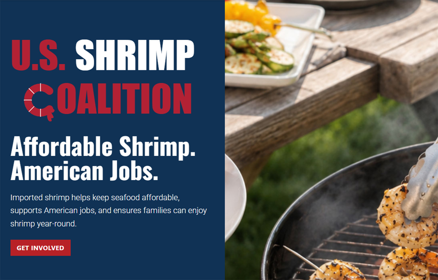 A screenshot of the U.S. Shrimp Coalition website