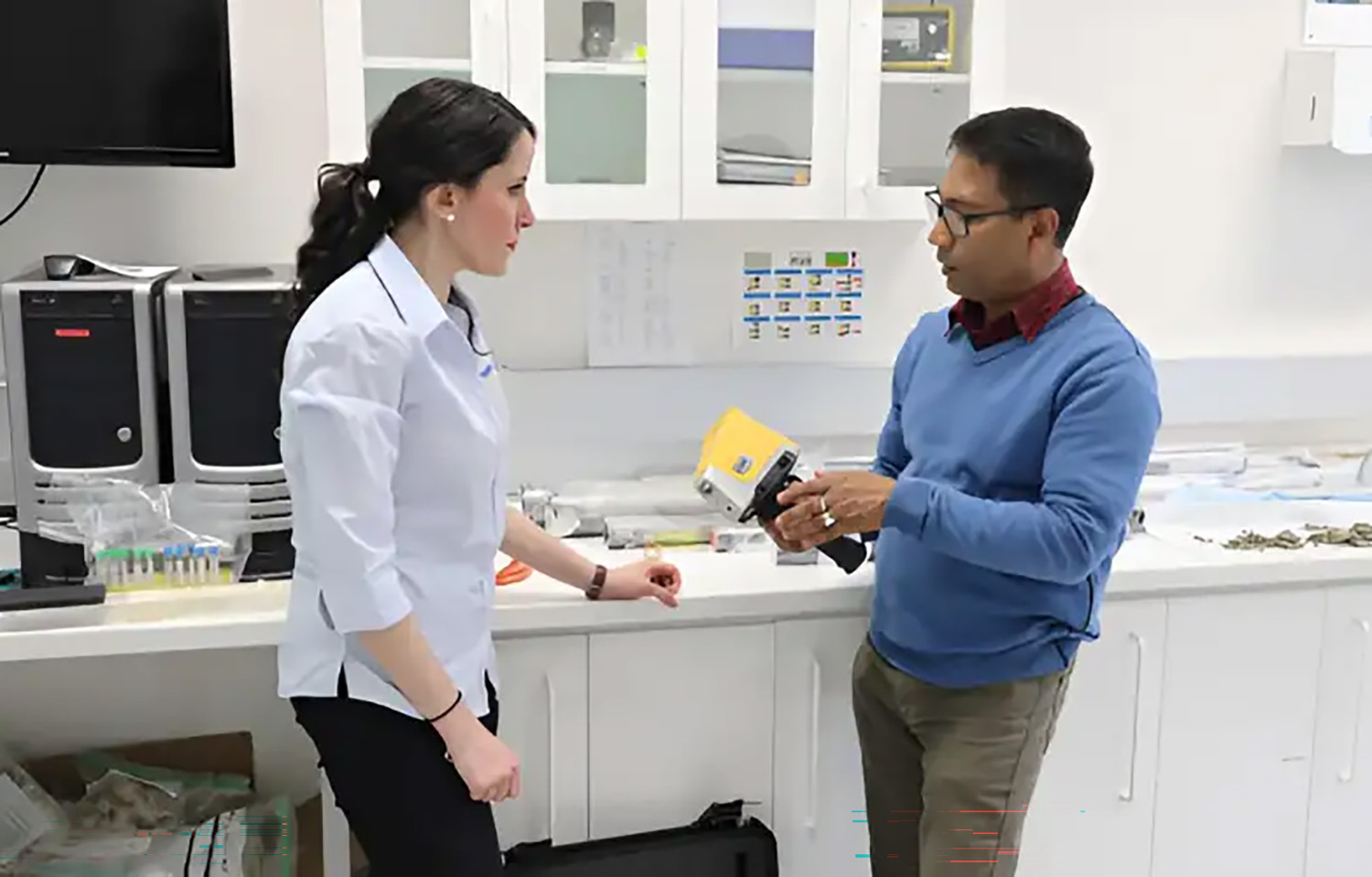 The research team at ANSTO working on the handheld scanner.