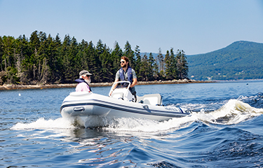 Boaters on an electric-powered boat.