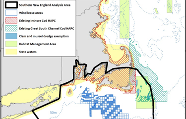 The New England Fishery Management Council is preparing a "Habitat Area of Particular Concern" document in response to offshore wind-farm development.