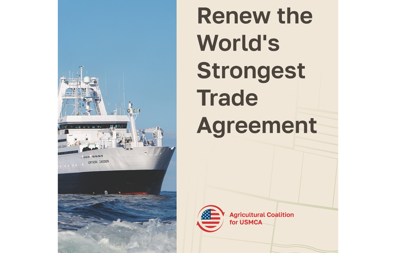 A graphic created by the Agricultural Coalition featuring a fishing vessel