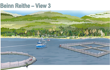 A rendering of the proposed salmon farm in Loch Long in Scotland.