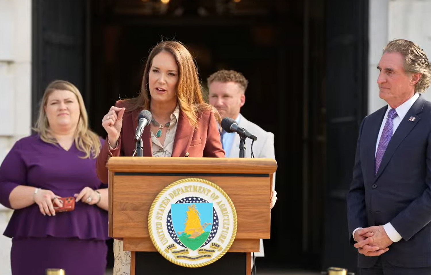 U.S. Secretary of Agriculture Brooke Rollins at a press conference