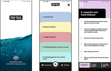Images of the Fish Talk application.