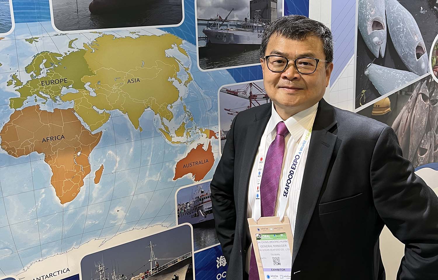 Tri Ocean General Manager Chi-Ching Huang at the 2024 Seafood Expo Global