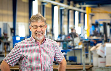 Billund Aquaculture Group CEO Christian Sørensen standing in one of the company's manufacturing areas.