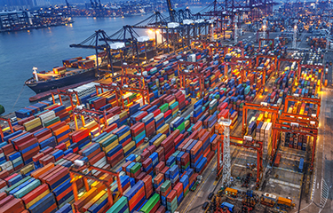 Shipping container with lights