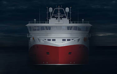 A rendering of the bow of an ammonia-fueld wellboat planned by HAV Design and North Salmon Service