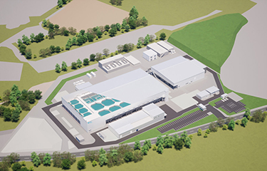 A rendering of FRD Japan's planned recirculating aquaculture system facility.