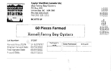 An outbreak of norovirus has led to the recall of additional oysters nationwide in Canada, including some lots from Taylor Shellfish Canada.