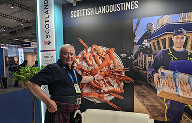 Scotland's West Coast Regional Inshore Fisheries Group Chair Simon MacDonald at Seafood Expo Global 2022.
