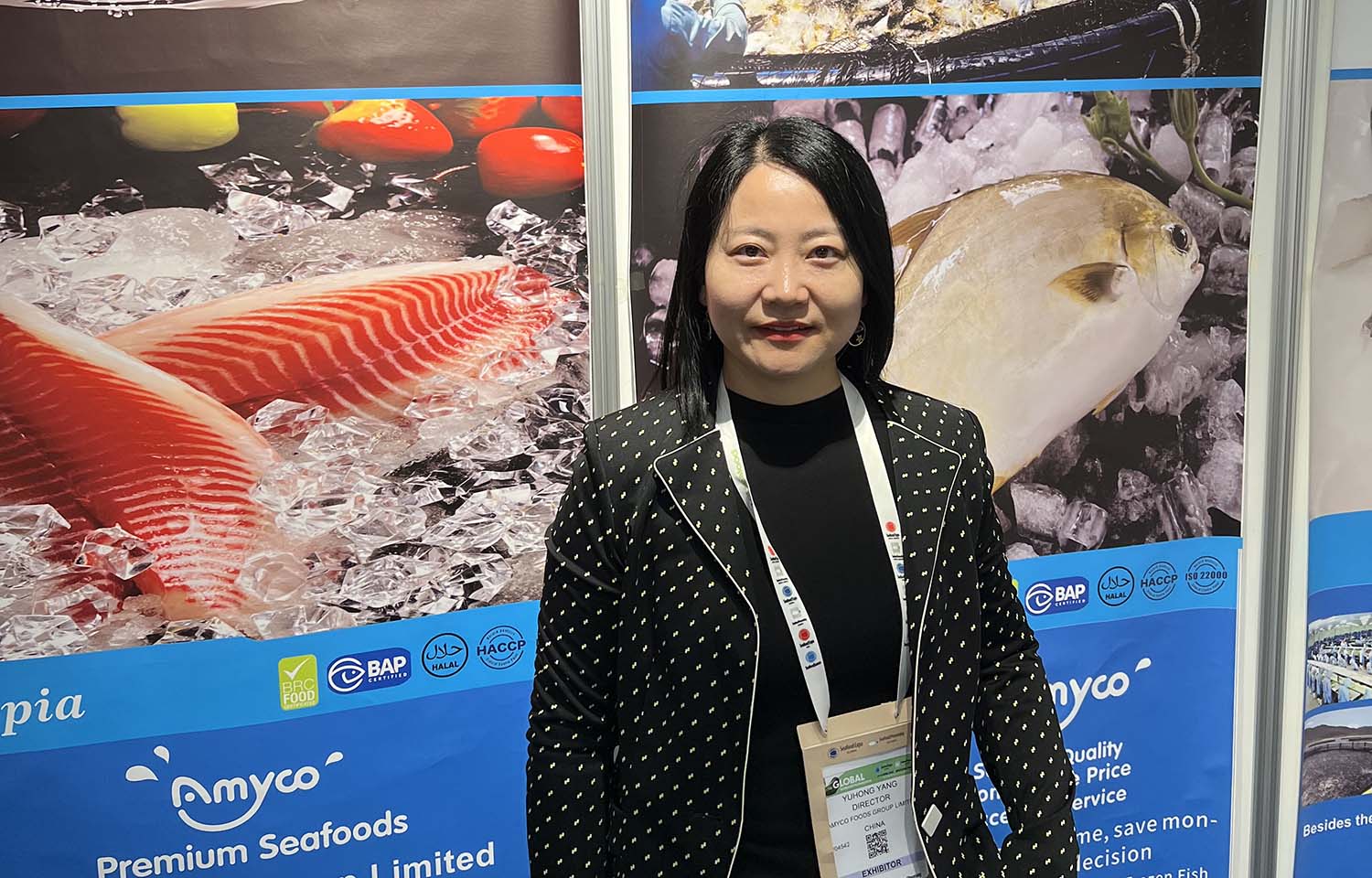 Amyco Foods Director Yuhong Yang at the 2024 Seafood Expo Global