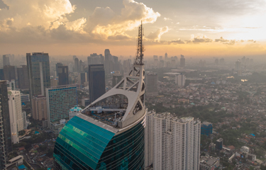 The skyline of Jakarta, Indonesia.