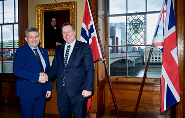 Norway Minister of Fisheries and Ocean Policy Bjørnar Selnes Skjæran and U.K. Minister of Food, Farming, and Fisheries Mark Spencer.