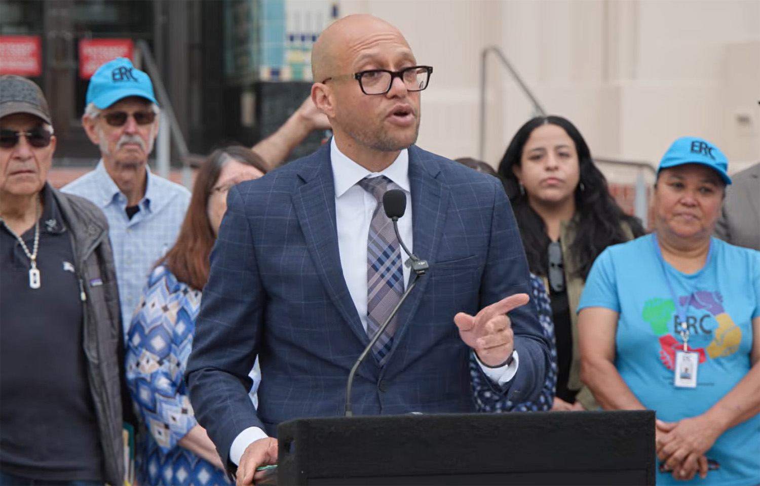 San Diego County Office of Labor Standards and Enforcement Director Branden Butler during a press conference