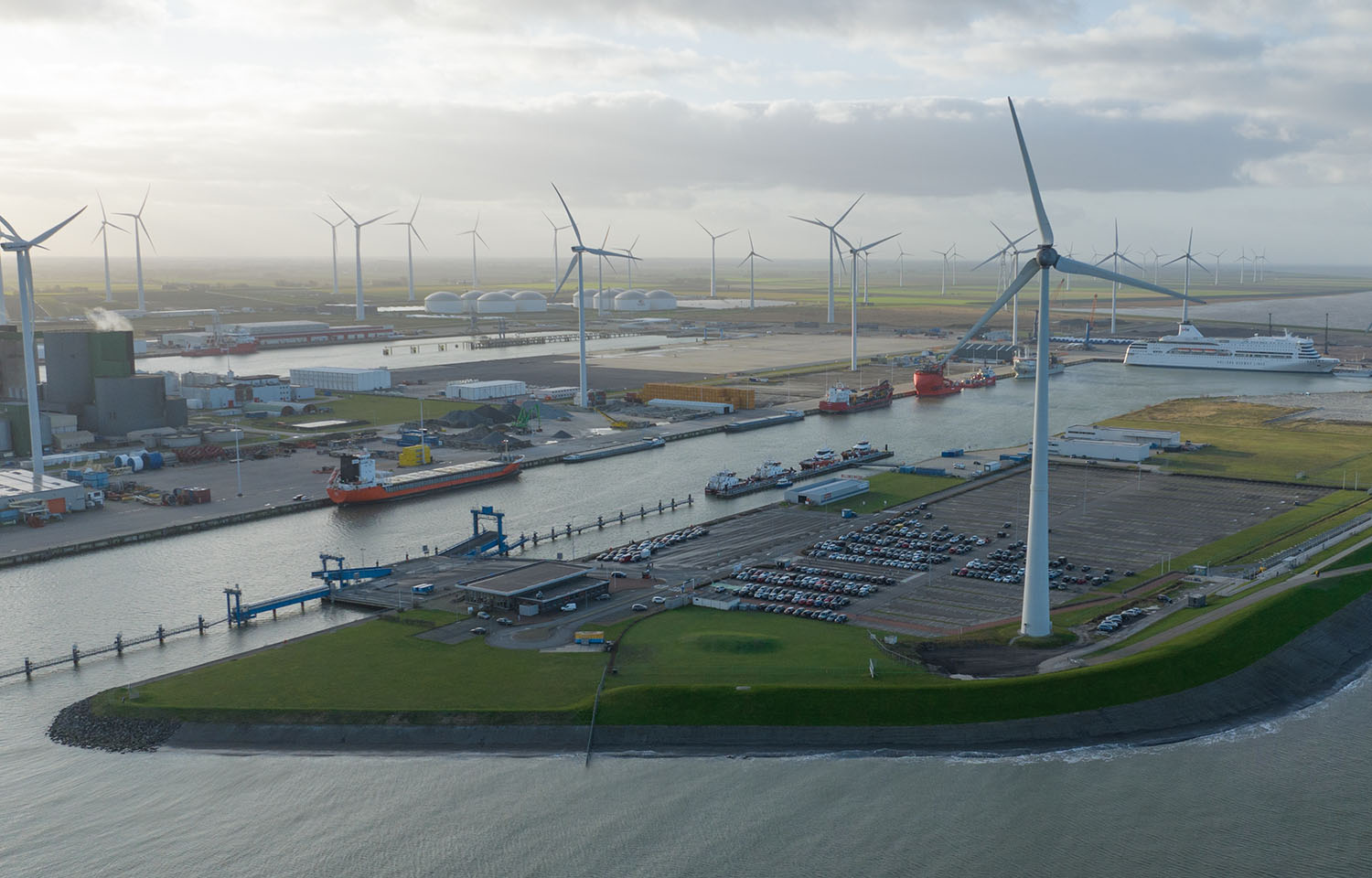 An aerial view of the port of Eemshaven in the Netherlands