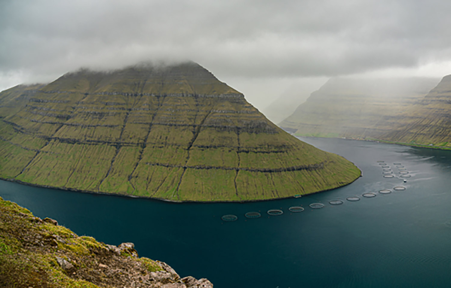 A fish farm near Klaksvik, Faroe Islands