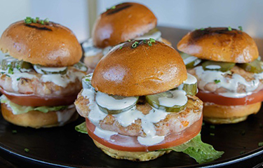 A selection of fish sandwiches.