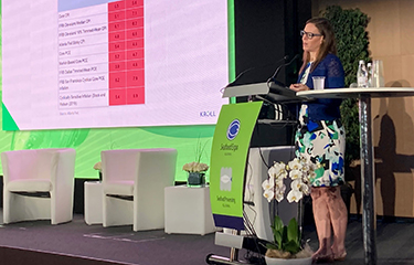 Megan Green delivering the keynote address at the 2023 Seafood Expo Global.