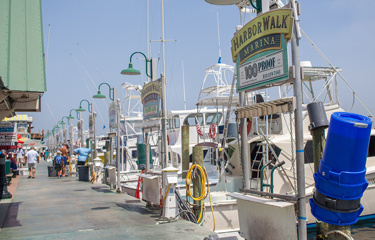 A row of charter boat operators along the ocean in the Gulf of Mexico