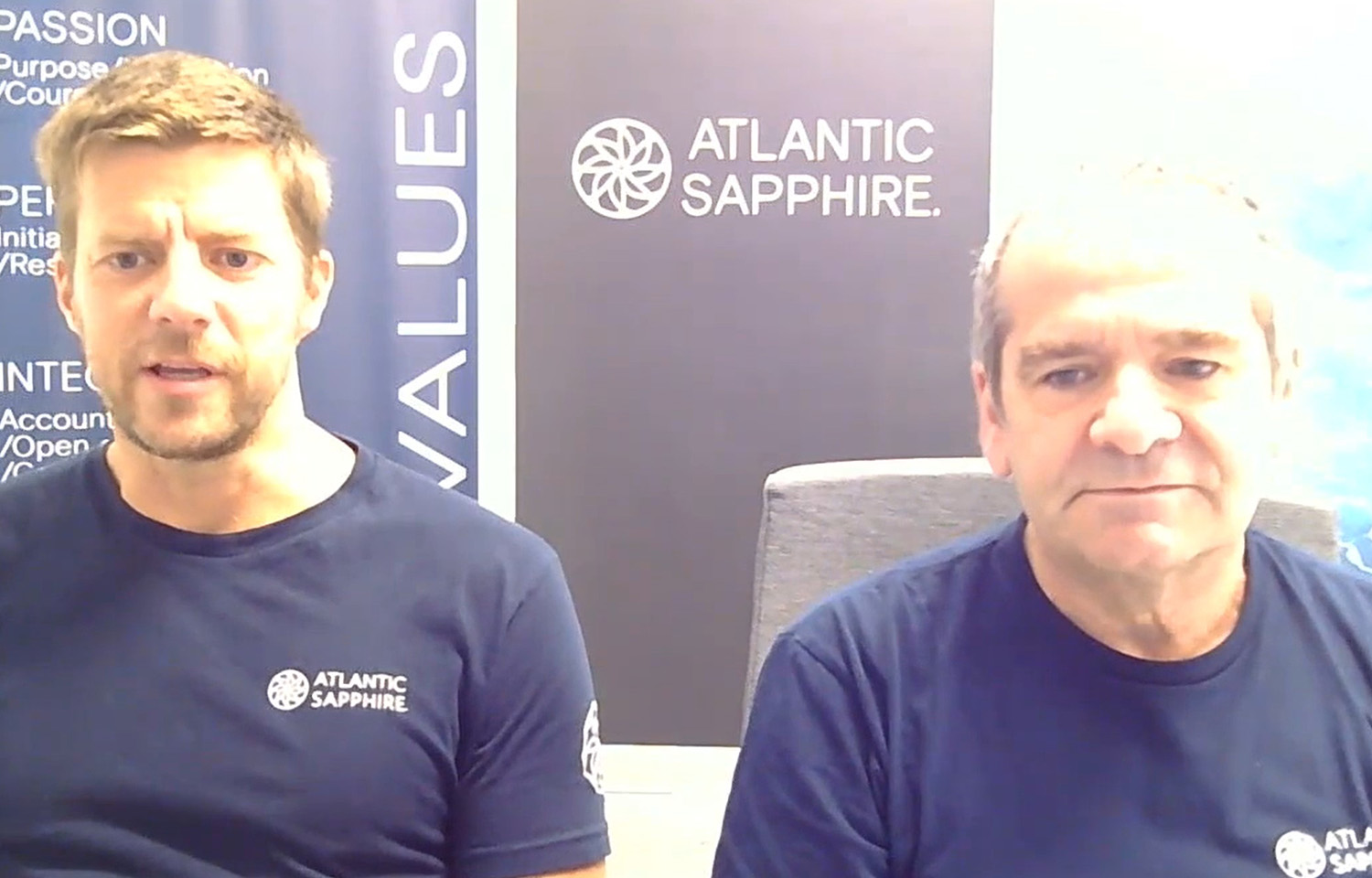 Atlantic Sapphire CFO Gunnar Aasbo-Skinderhaug and CEO Pedro Courard