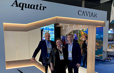 The Aquatir Caviar booth at the 2023 Seafood Expo Global.