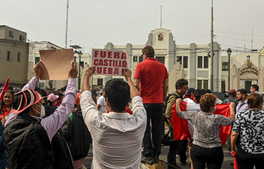 Protestors in Peru on 7 December, 2022.