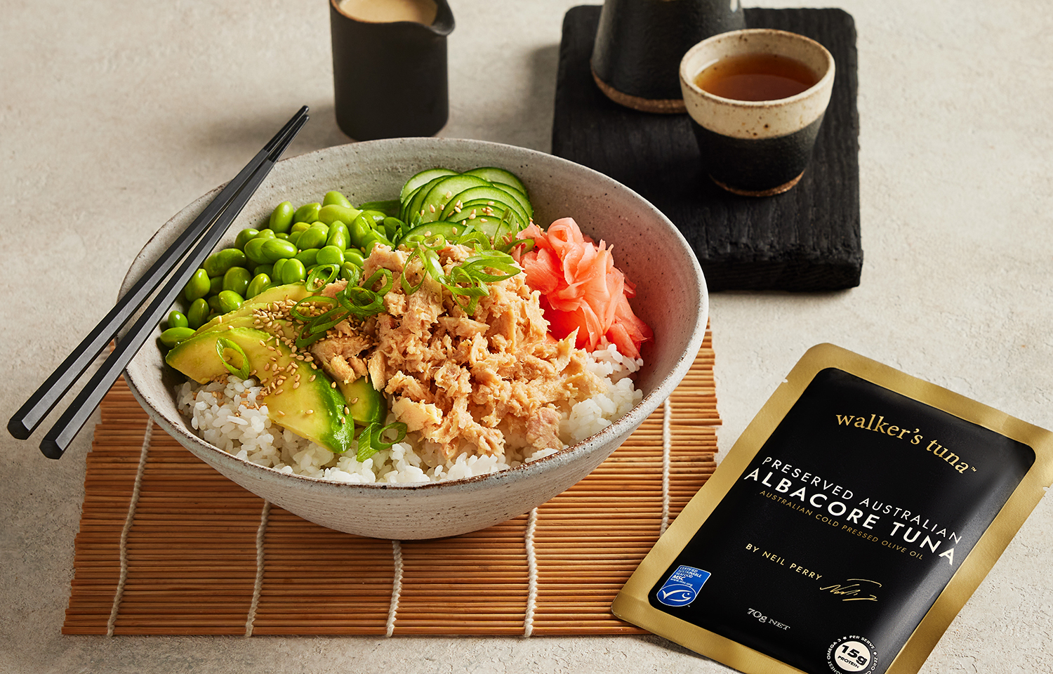 A poke bowl featuring Walker's Tuna