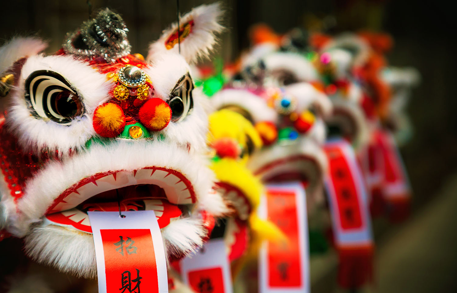 Lion masks for Chinese New Year