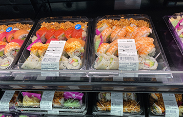 Sushi being sold at a supermarket in Orlando, Florida, U.S.A.