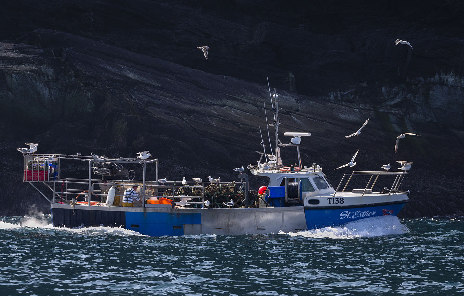 A fishing vessel off the coast of County Kerry, Ireland