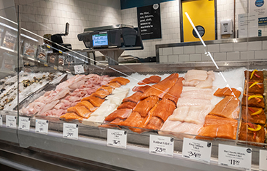 A Whole Foods Market seafood section.