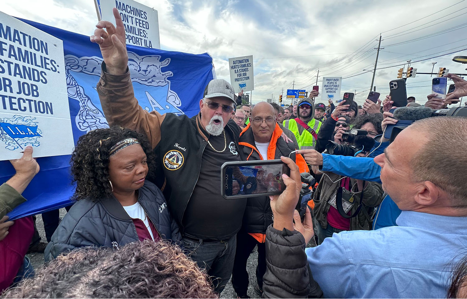 ILA head Harold J. Dagget speaks at a dockworker strike rally | Photo courtesy of Facebook/ILA