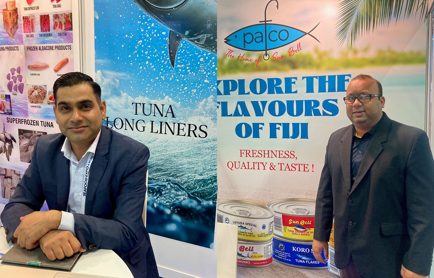 Hangton Pacific Finance Manager Ashneel Chand and Pafco CEO Saiyad Raiyum at the 2024 Seafood Expo Asia